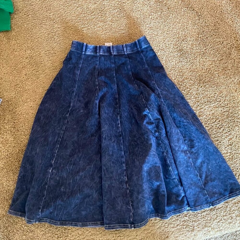 Hardtail fit n flare dark denim skirt